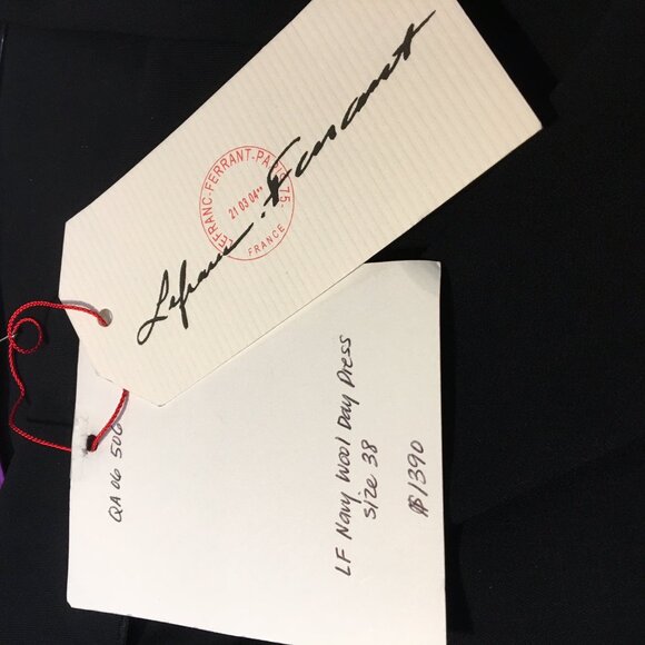 Sophisticated navy wool French couture dress, FR38, NWT - Picture 8 of 12